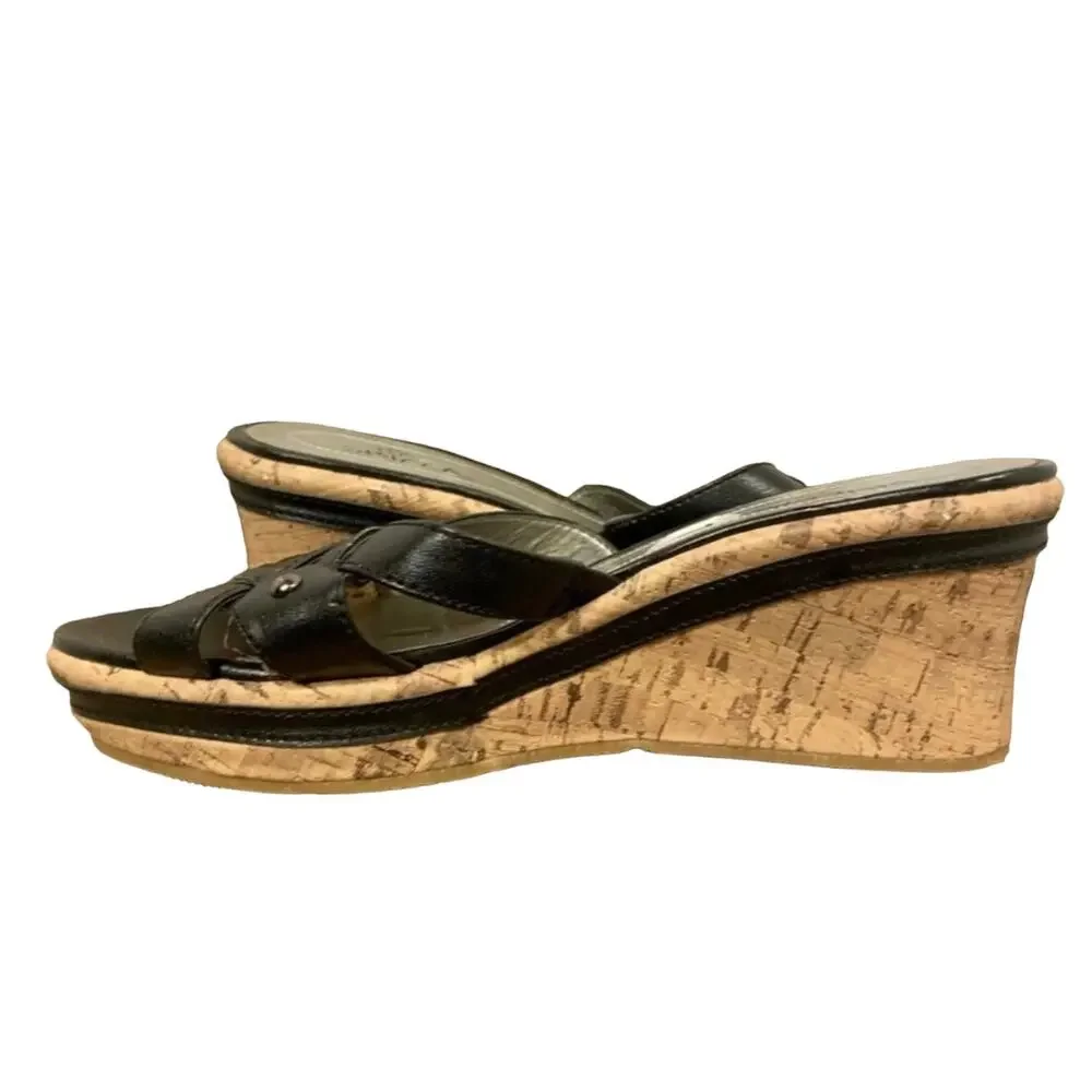 VTG SBICCA LAYLA Wedge Sandal SZ 7 Cork Espadrille Whimsigoth Studded Boho Y2K